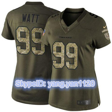 Nike Texans #99 J.J. Watt Green Women's Stitched NFL Limited Salute to Service  Jersey