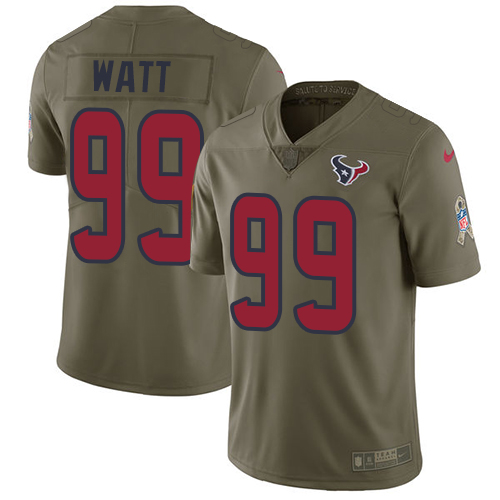 Nike Texans #99 J.J. Watt Olive Men's Stitched NFL Limited 2017 Salute to Service Jersey Nike Texans #99 J.J. Watt Olive Men's Stitched NFL Limited 2017 Salute to Service Jersey