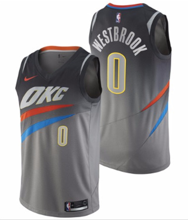 Nike Thunder #0 Russell Westbrook Anthracite City Edition Swingman Jersey