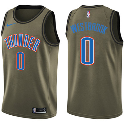 Nike Thunder #0 Russell Westbrook Green Salute to Service Youth NBA Swingman Jersey Nike Thunder #0 Russell Westbrook Green Salute to Service Youth NBA Swingman Jersey