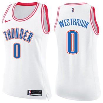 Nike Thunder #0 Russell Westbrook White Pink Women's NBA Swingman Fashion Jersey