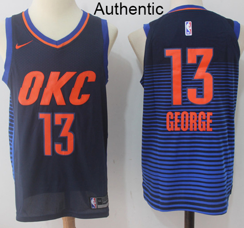 Nike Thunder #13 Paul George Navy Blue Statement Edition NBA Authentic Jersey Nike Thunder #13 Paul George Navy Blue Statement Edition NBA Authentic Jersey