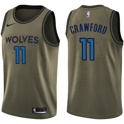 Nike Timberwolves #11 Jamal Crawford Green Salute to Service Youth NBA Swingman Jersey
