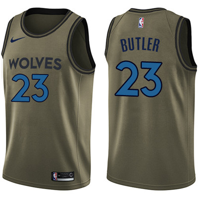 Nike Timberwolves #23 Jimmy Butler Green Salute to Service Youth NBA Swingman Jersey