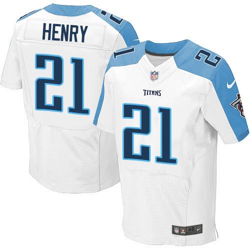 Nike Titans #21 Derrick Henry White Men's Stitched NFL Elite Jersey