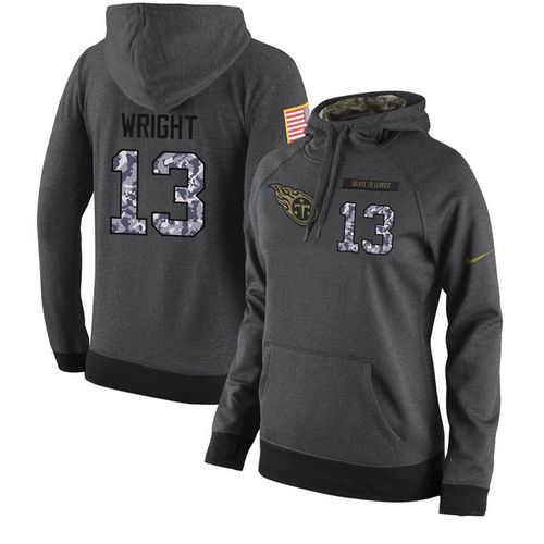 Nike Titans #25 Adoree' Jackson Stitched Women's  Black Anthracite Salute to Service Player Performance Hoodie