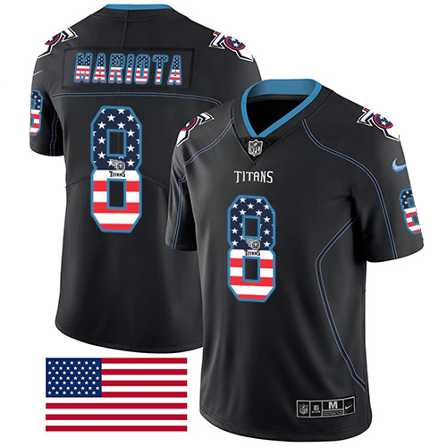 Nike Titans #8 Marcus Mariota Black Men's Stitched NFL Limited Rush USA Flag Jersey Nike Titans #8 Marcus Mariota Black Men's Stitched NFL Limited Rush USA Flag Jersey