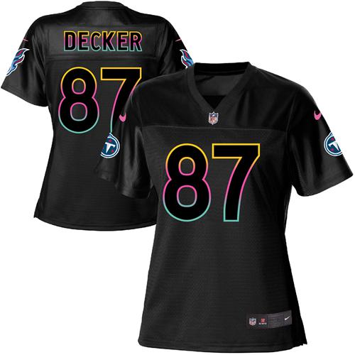Nike Titans #87 Eric Decker Black Women's NFL Fashion Game Jersey