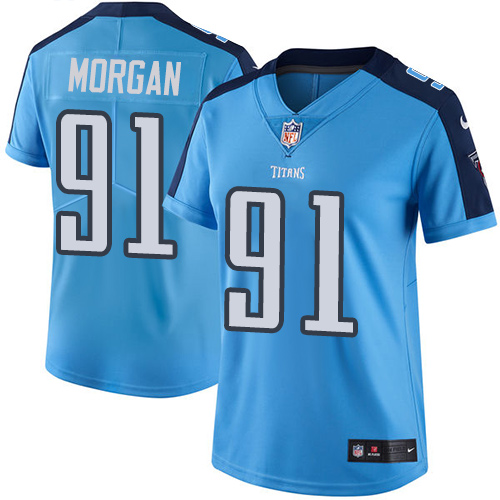 Nike Titans #91 Derrick Morgan Light Blue Team Color Women's Stitched NFL Vapor Untouchable Limited Jersey