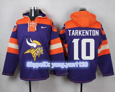 Nike Vikings #10 Fran Tarkenton Purple Player Pullover NFL Hoodie
