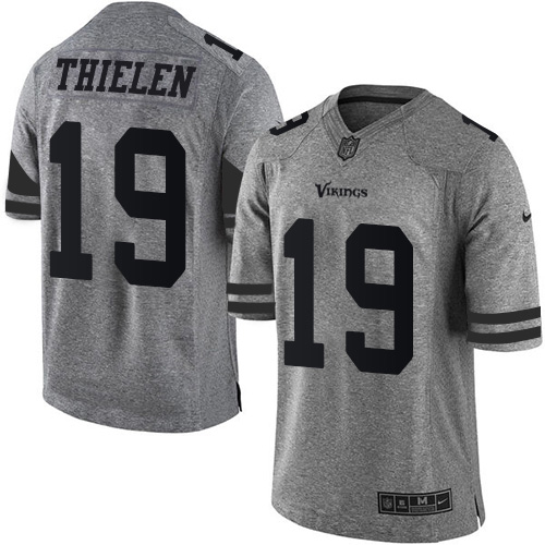 Nike Vikings #19 Adam Thielen Gray Men's Stitched NFL Limited Gridiron Gray Jersey Nike Vikings #19 Adam Thielen Gray Men's Stitched NFL Limited Gridiron Gray Jersey
