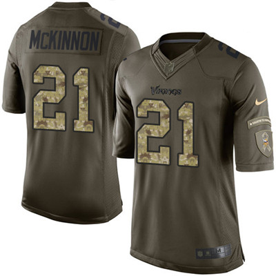 Nike Vikings #21 Jerick McKinnon Green Youth Stitched NFL Limited 2015 Salute to Service Jersey