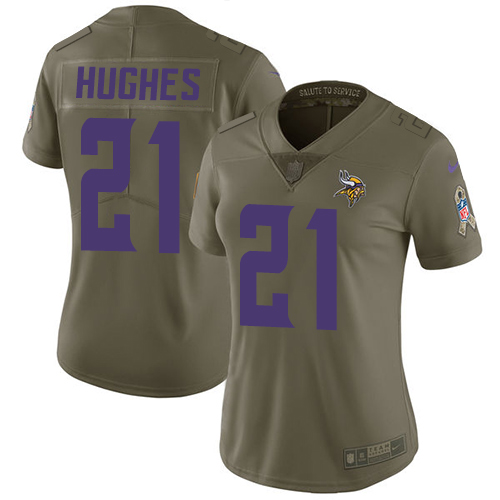 Nike Vikings #21 Mike Hughes Olive Women's Stitched NFL Limited 2017 Salute to Service Jersey Nike Vikings #21 Mike Hughes Olive Women's Stitched NFL Limited 2017 Salute to Service Jersey