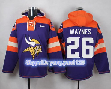 Nike Vikings #26 Trae Waynes Purple Player Pullover NFL Hoodie