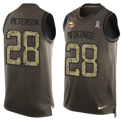 Nike Vikings #28 Adrian Peterson Green Men's Stitched NFL Limited Salute To Service Tank Top Jersey Nike Vikings #28 Adrian Peterson Green Men's Stitched NFL Limited Salute To Service Tank Top Jersey