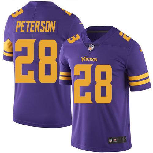 Nike Vikings #28 Adrian Peterson Purple Youth Stitched NFL Limited Rush Jersey