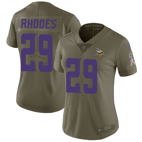 Nike Vikings #29 Xavier Rhodes Olive Women's Stitched NFL Limited 2017 Salute to Service Jersey Nike Vikings #29 Xavier Rhodes Olive Women's Stitched NFL Limited 2017 Salute to Service Jersey