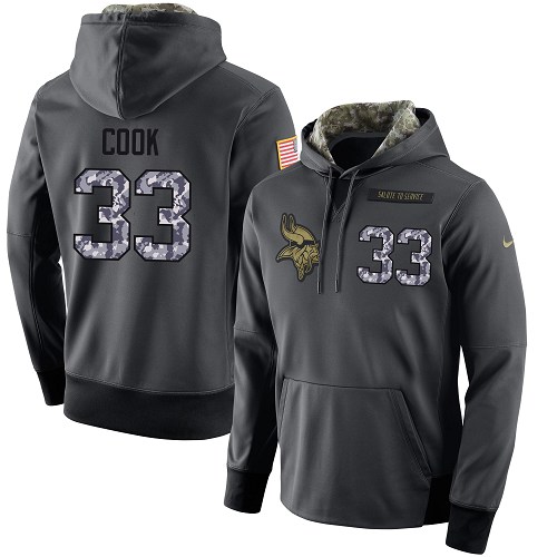 Nike Vikings #33 Dalvin Cook Stitched Black Men's  Anthracite Salute to Service Player Performance Hoodie