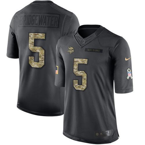 Nike Vikings #5 Teddy Bridgewater Black Youth Stitched NFL Limited 2016 Salute To Service Jersey Nike Vikings #5 Teddy Bridgewater Black Youth Stitched NFL Limited 2016 Salute To Service Jersey