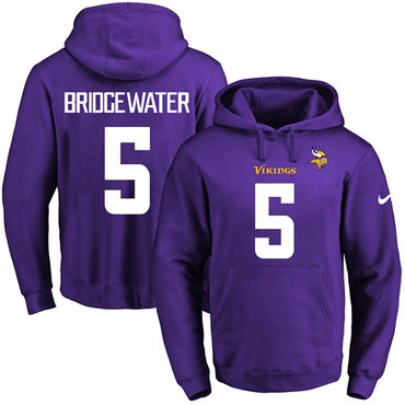 Nike Vikings #5 Teddy Bridgewater Purple Name & Number Pullover NFL Hoodie Nike Vikings #5 Teddy Bridgewater Purple Name & Number Pullover NFL Hoodie