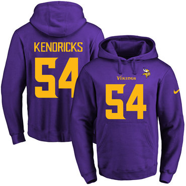 Nike Vikings #54 Eric Kendricks Purple(Gold No.) Name & Number Pullover NFL Hoodie Nike Vikings #54 Eric Kendricks Purple(Gold No.) Name & Number Pullover NFL Hoodie