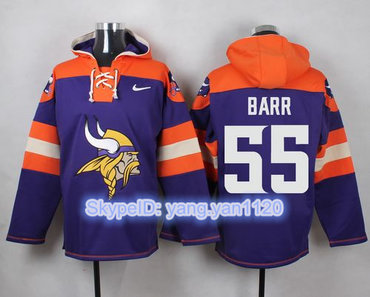 Nike Vikings #55 Anthony Barr Purple Player Pullover NFL Hoodie