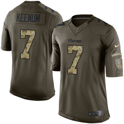 Nike Vikings #7 Case Keenum Green Youth Stitched NFL Limited 2015 Salute to Service Jersey Nike Vikings #7 Case Keenum Green Youth Stitched NFL Limited 2015 Salute to Service Jersey
