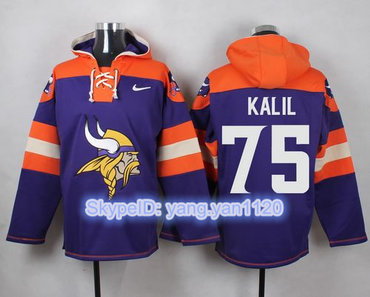 Nike Vikings #75 Matt Kalil Purple Player Pullover NFL Hoodie
