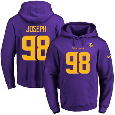 Nike Vikings #98 Linval Joseph Purple(Gold No.) Name & Number Pullover NFL Hoodie Nike Vikings #98 Linval Joseph Purple(Gold No.) Name & Number Pullover NFL Hoodie