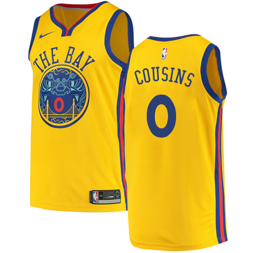 Nike Warriors #0 DeMarcus Cousins Gold NBA Swingman City Edition Jersey