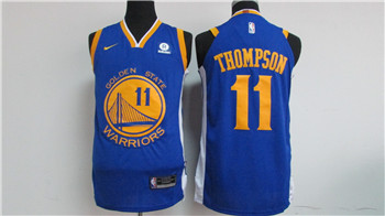 Nike Warriors #11 Klay Thompson Blue 2017-18 Stitched NBA Jersey