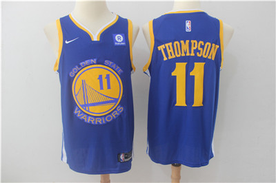 Nike Warriors #11 Klay Thompson Blue Nike Swingman Jersey