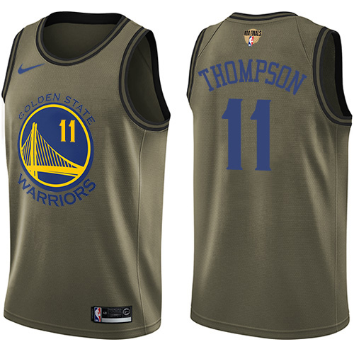 Nike Warriors #11 Klay Thompson Green Salute to Service The Finals Patch NBA Swingman Jersey Nike Warriors #11 Klay Thompson Green Salute to Service The Finals Patch NBA Swingman Jersey