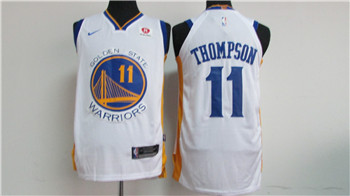 Nike Warriors #11 Klay Thompson White 2017-18 Stitched NBA Jersey