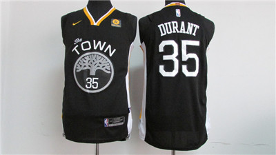 Nike Warriors #35 Kevin Durant Black 2017-18 Stitched NBA Jersey