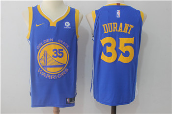 Nike Warriors #35 Kevin Durant Blue 2017-18 Stitched NBA Jersey