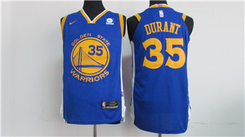 Nike Warriors #35 Kevin Durant Blue 2017-2018 Stitched NBA Jersey