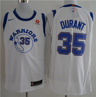 Nike Warriors #35 Kevin Durant White Throwback Authentic Stitched NBA Jersey
