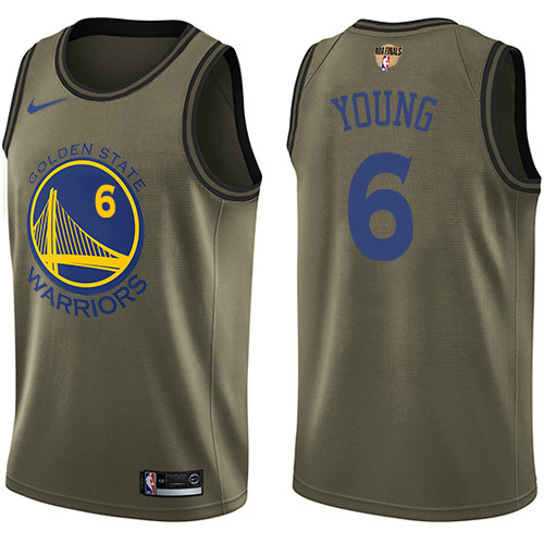 Nike Warriors #6 Nick Young Green Salute to Service The Finals Patch Youth NBA Swingman Jersey