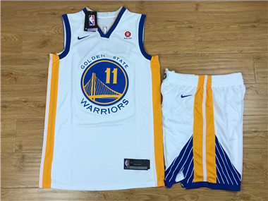 Nike Warriors 11 Klay Thompson White Swingman Jersey(With Shorts)
