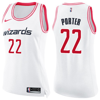 Nike Wizards #22 Otto Porter White Pink Women's NBA Swingman Fashion Jersey