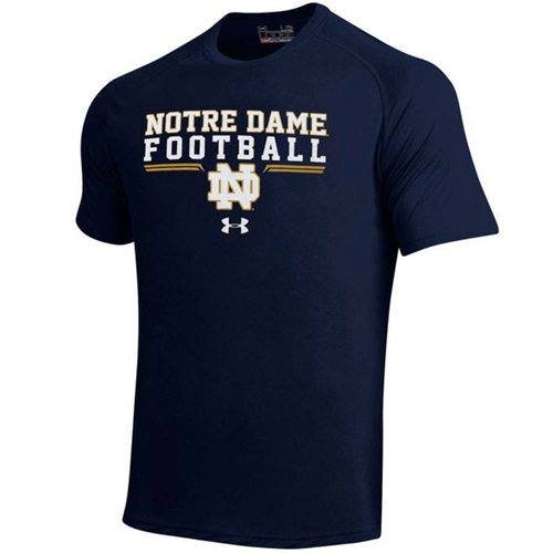 Notre Dame Fighting Irish Under Armour On-Field Football Sideline Tech Performance T-Shirt Navy Blue