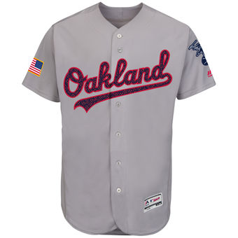 Oakland Athletics Majestic Fashion Stars & Stripes FlexBase Jersey - Gray