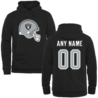 Oakland Raiders Black Custom Name & Number Helmet Pullover Hoodie
