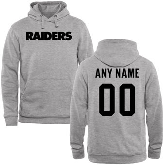 Oakland Raiders Steel Custom Name & Number Wordmark Pullover Hoodie