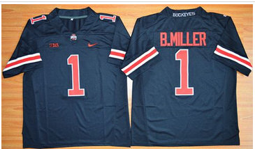 Ohio State Buckeyes #1 Braxton Miller Black(Red No.) Limited Stitched NCAA Jersey