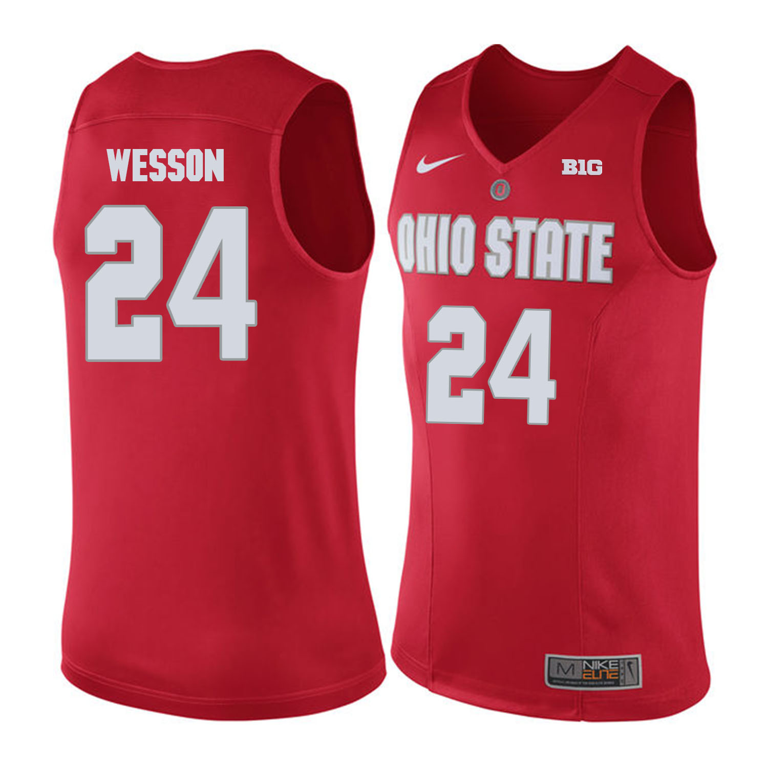 Ohio State Buckeyes #24  WessonRed College Basketball Jersey