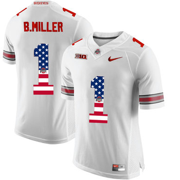 Ohio State Buckeyes 1 Braxton Miller White USA Flag College Football Limited Jersey