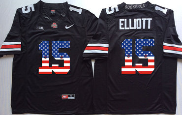 Ohio State Buckeyes 15 Ezekiel Elliott Black USA Flag College Football Jersey Ohio State Buckeyes 15 Ezekiel Elliott Black USA Flag College Football Jersey