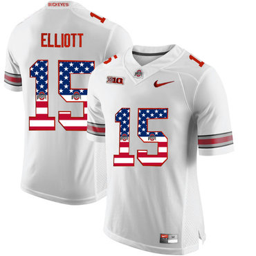 Ohio State Buckeyes 15 Ezekiel Elliott White USA Flag College Football Limited Jersey Ohio State Buckeyes 15 Ezekiel Elliott White USA Flag College Football Limited Jersey